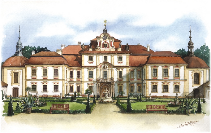 Watercolor of Chateau Jemniště