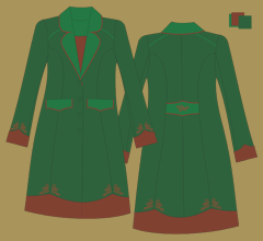 Vlněný kabát - Zelená, zelená, hnědá