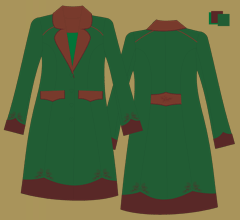 Vlněný kabát - Zelená, hnědá, hnědá