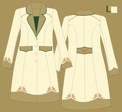 Vlněný kabát - Slonová kost, 2x cappuccino a zelená