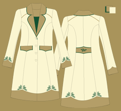 Vlněný kabát - Slonová kost, cappuccino a zelená
