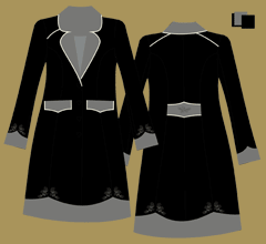Vlněný kabát - Černá, šedá, šedá