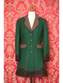 Vlněný kabát - Zelená, hnědá, hnědá